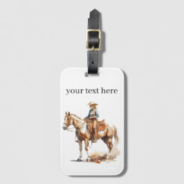 Westerne Waterverf Blonde Cowgirl, custom Bagagelabel