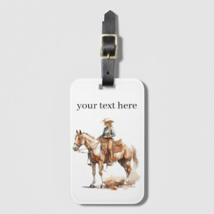 Westerne Waterverf Blonde Cowgirl, custom Bagagelabel