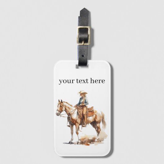 Westerne Waterverf Blonde Cowgirl, custom Bagagelabel (Voorkant (verticaal))