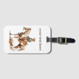 Westerne Waterverf Blonde Cowgirl, custom Bagagelabel