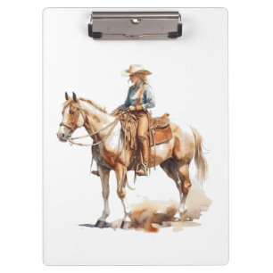 Westerne Waterverf Blonde Cowgirl, custom Klembord