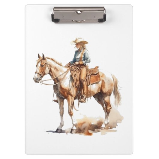 Westerne Waterverf Blonde Cowgirl, custom Klembord (Voorkant)