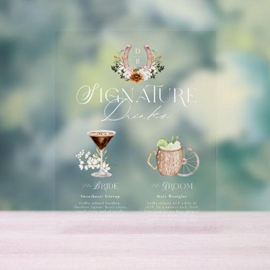 Westerne Waterverf Bruid & bruidegom Signature Dri Acryl Bord (Neutraal)