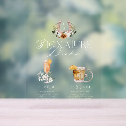 Westerne Waterverf Bruid & bruidegom Signature Dri Acryl Bord (Neutraal)