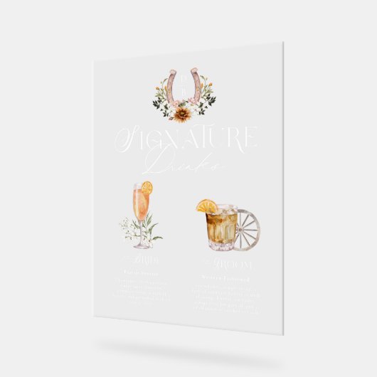 Westerne Waterverf Bruid & bruidegom Signature Dri Acryl Bord (Hoek)