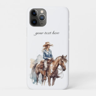 Westerne Waterverf Brunette Cowgirl, custom Case-Mate iPhone Case