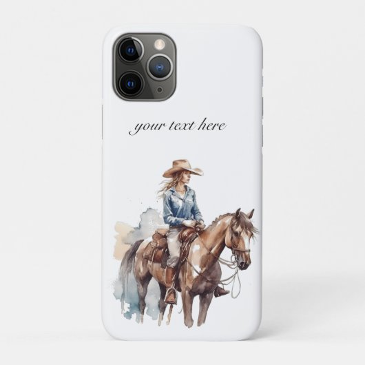 Westerne Waterverf Brunette Cowgirl, custom Case-Mate iPhone Case (Achterkant)