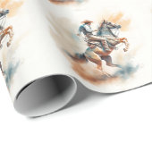 Westerne Waterverf "Bucking Bronco" Cadeaupapier (Rol Hoek)