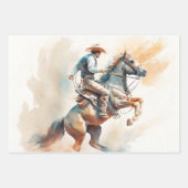 Westerne Waterverf "Bucking Bronco" Inpakpapier Vel (Voorkant 3)