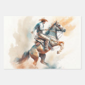Westerne Waterverf "Bucking Bronco" Inpakpapier Vel (Voorkant)