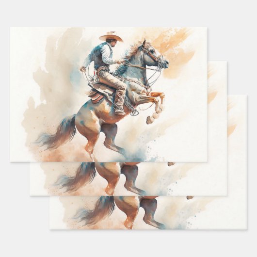 Westerne Waterverf "Bucking Bronco" Inpakpapier Vel (Set)