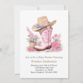 Westerne Waterverf Dream Cowgirl Baby shower Kaart (Voorkant)