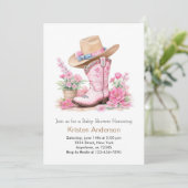 Westerne Waterverf Dream Cowgirl Baby shower Kaart (Staand voorkant)