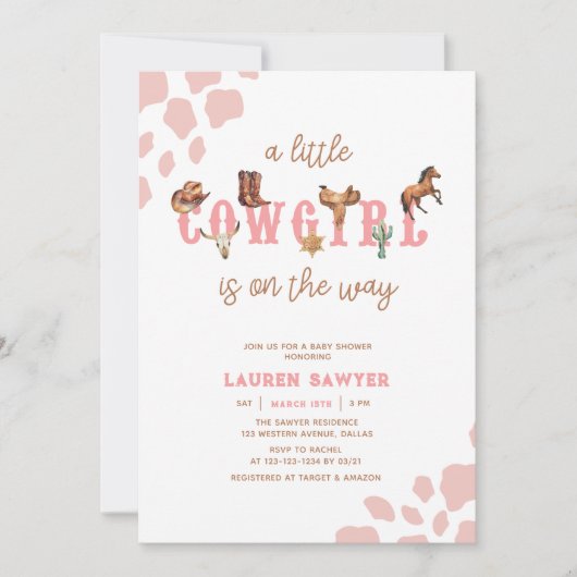 Westerne Waterverf Foto Baby Girl Shower Kaart (Voorkant)