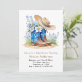 Westerne Waterverf Laarzen en Pet Baby shower Kaart (Staand voorkant)