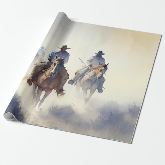 Westerne Waterverf "Positie - de Chase" Cadeaupapier (Uitgerold)