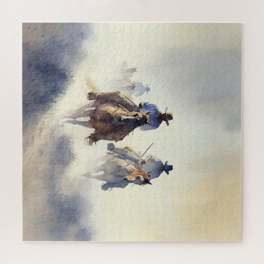Westerne Waterverf "Positie - de Chase" Legpuzzel (Horizontaal)