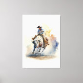 Westerne Waterverf "Rodeo Bull Rider" Canvas Afdruk (Voorkant)