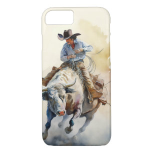 Westerne Waterverf "Rodeo Bull Rider" iPhone 8/7 Hoesje