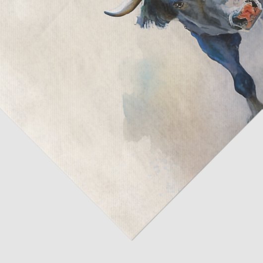 Westerne Waterverf "Rodeo Bull Rider" Tissuepapier (Detail)