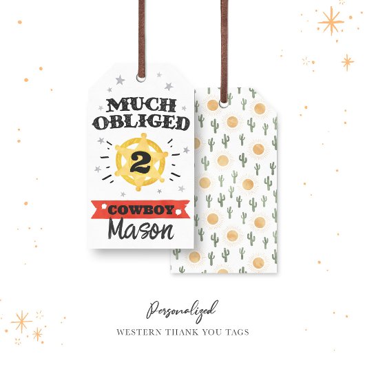 Westerne Waterverf Verjaardag Dank u Labels Cadeaulabel