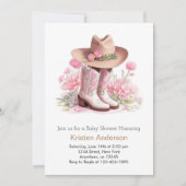 Westerne Waterverf Wildflower Cowgirl Baby shower Kaart (Voorkant)