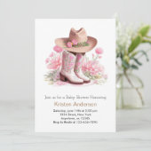Westerne Waterverf Wildflower Cowgirl Baby shower Kaart (Staand voorkant)