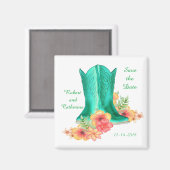 Westerne Weddenschap Cowboy Boots en Flowers Save  Magneet (Voorkant / Achterkant)