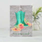 Westerne weddenschap met cowboy Boots Flowers en L Kaart (Staand voorkant)