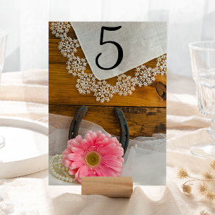 Westerne weddenschappen met roze Daisy en Lace Kaart