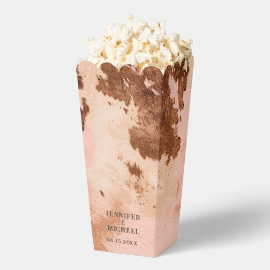 Westerne Wedding Blush Koeienhuid Country Popcorn Bedankdoosjes (Popped)