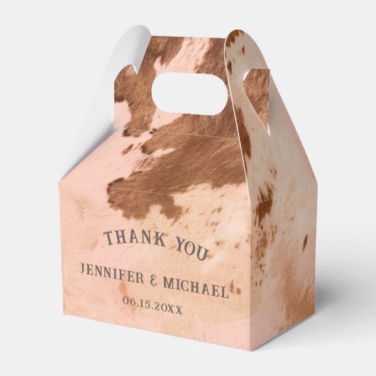 Westerne Wedding Blush Koeienhuid Land Bedankdoosjes (Voorkant Zijde)