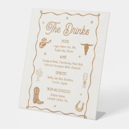 Westerne Wedding Drink Menu Bar Reclamebord Met Voetstuk