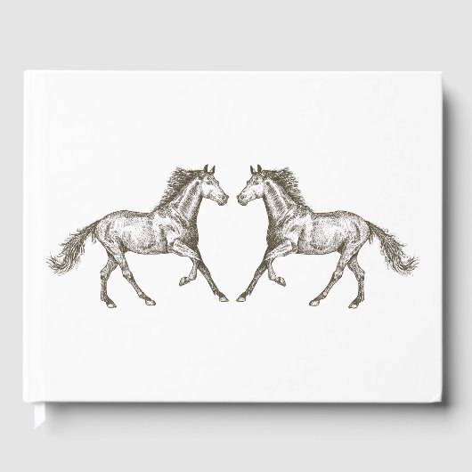 Westerne Wedding Horse Equestrian Rustic Brown Gastenboek (Voorkant)