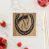Westerne Wedding Horse Hoefijzer Country Wood Servet (Insitu)
