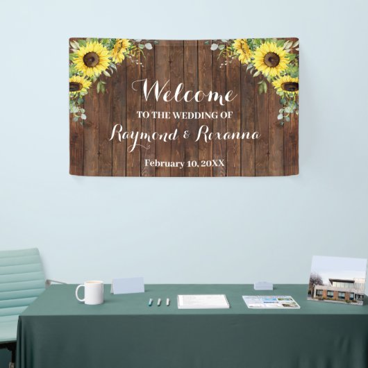 Westerne Welkomstbruiloft zonbloemen Greenery Spandoek (Beurs)