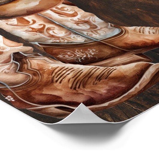 Westerne Welkomstlaarzen Pet Country Couples Douch Poster (Hoek)