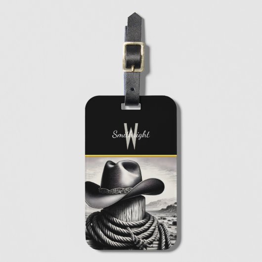 Westerne Whimsy: Cowboy Pet & Lasso Bagagelabel (Voorkant (verticaal))