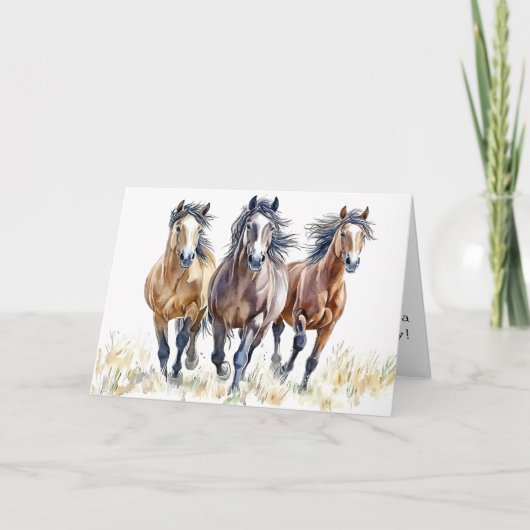 Westerne Wild & Free Mustang Horses Verjaardag Kaa Bedankkaart (Voorkant)