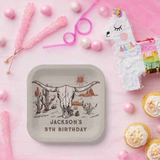 Westerne Wild West Country Cowboy Verjaardag Papieren Bordje (Feest)
