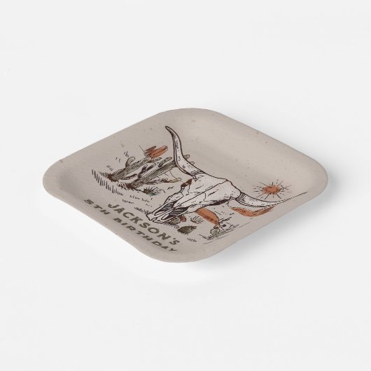 Westerne Wild West Country Cowboy Verjaardag Papieren Bordje (Gebogen)