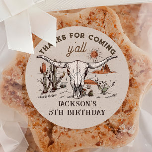 Westerne Wild West Country Cowboy Verjaardag Stick Ronde Sticker