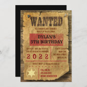 WESTERNE WILD WEST WEST WEST WANTIFICEERT UITNODIG KAART (Voorkant / Achterkant)