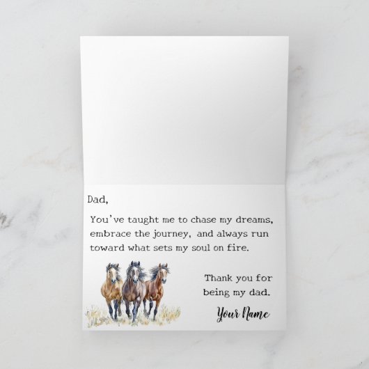 Westerne wilde en gratis Mustang Horses Vaderdag Bedankkaart (Binnen)