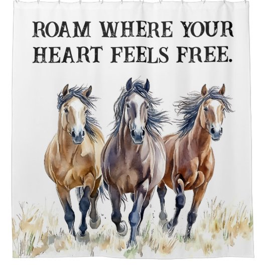 Westerne wilde & gratis Mustang paarden Douchegordijn (Voorkant)