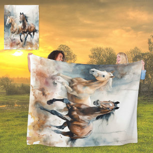 Westerne wilde paarden fleece deken
