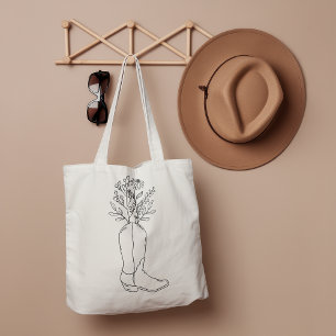 Westerne Wildflower Cowboy Boot Grote Tote Bag
