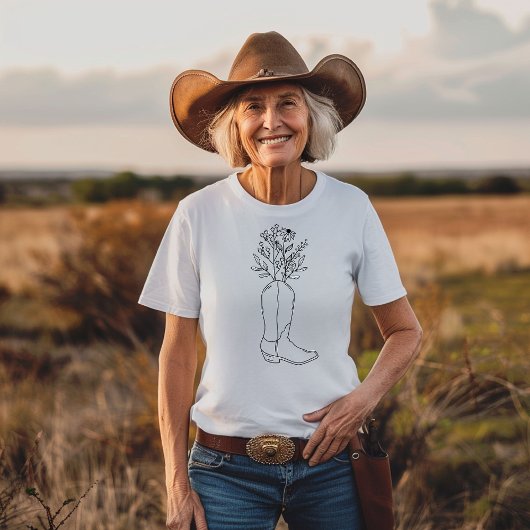 Westerne Wildflower Cowboy Boot T-shirt