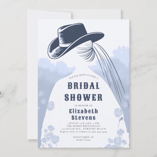 Westerne Wildflowers Rustic I Do Blue Vrijgezellen Kaart (Voorkant)