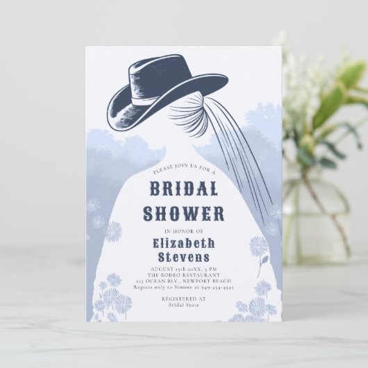 Westerne Wildflowers Rustic I Do Blue Vrijgezellen Kaart (Staand voorkant)